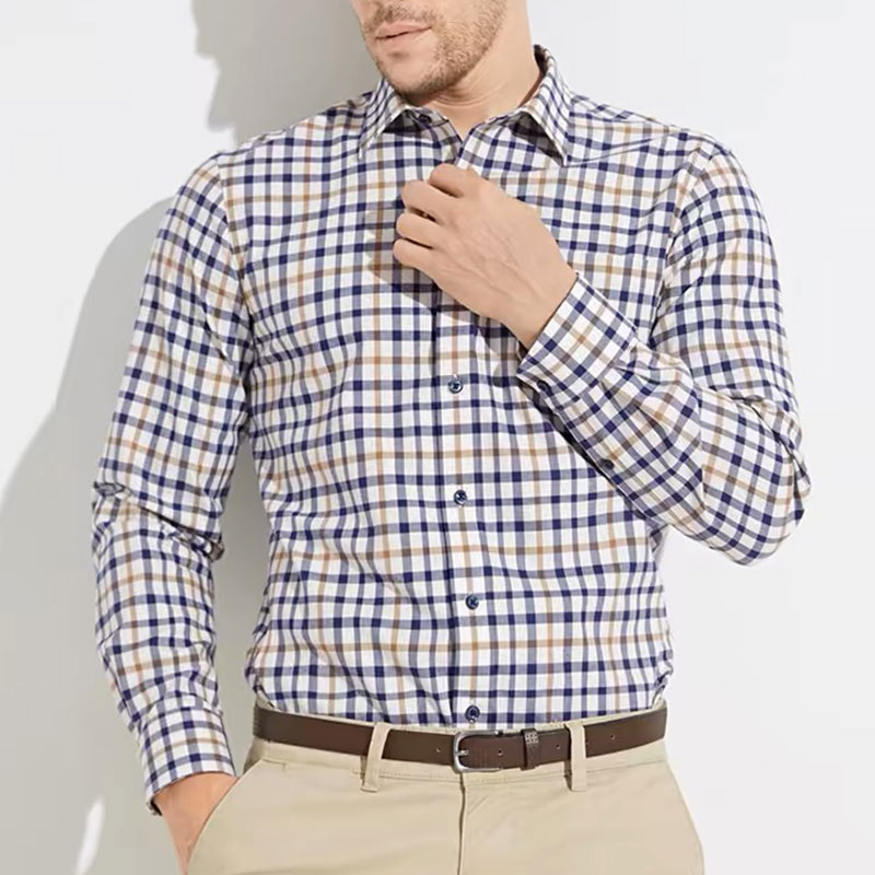 Men Formal Wear Shirts - 남성용 통기성 순면 긴팔 셔츠, 편안한