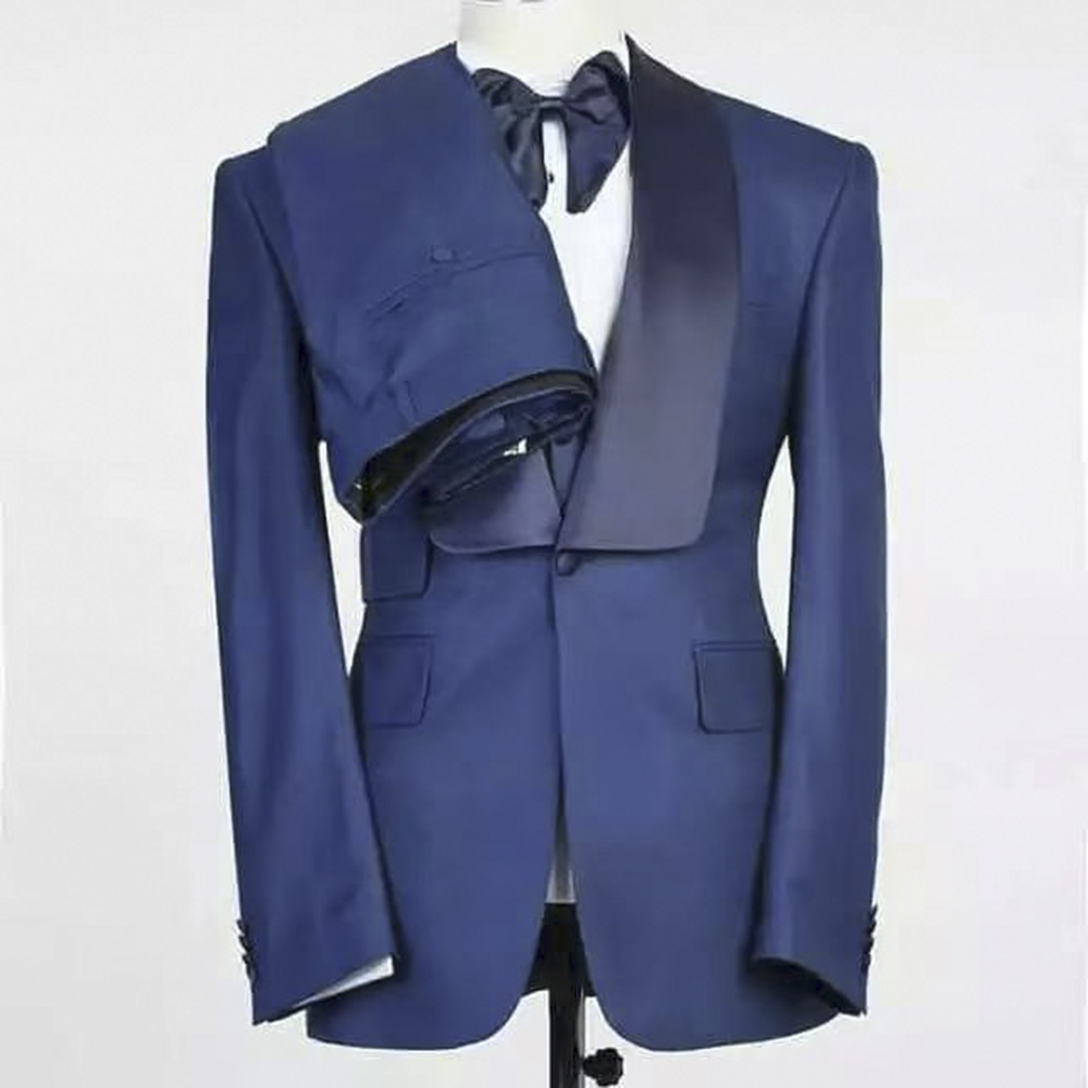 Men Formal Party Wear Outfit - 블루 자켓 세트 남성 정장 숄