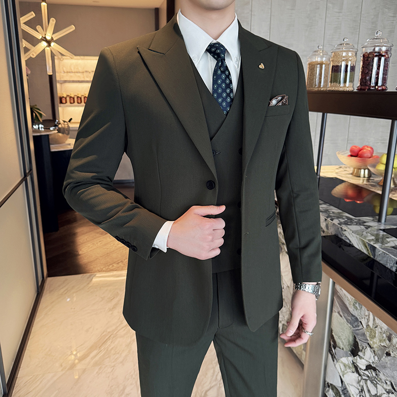 Men'S Formal Wear Accessories - 슬림 피트 3 피스 세트 한국