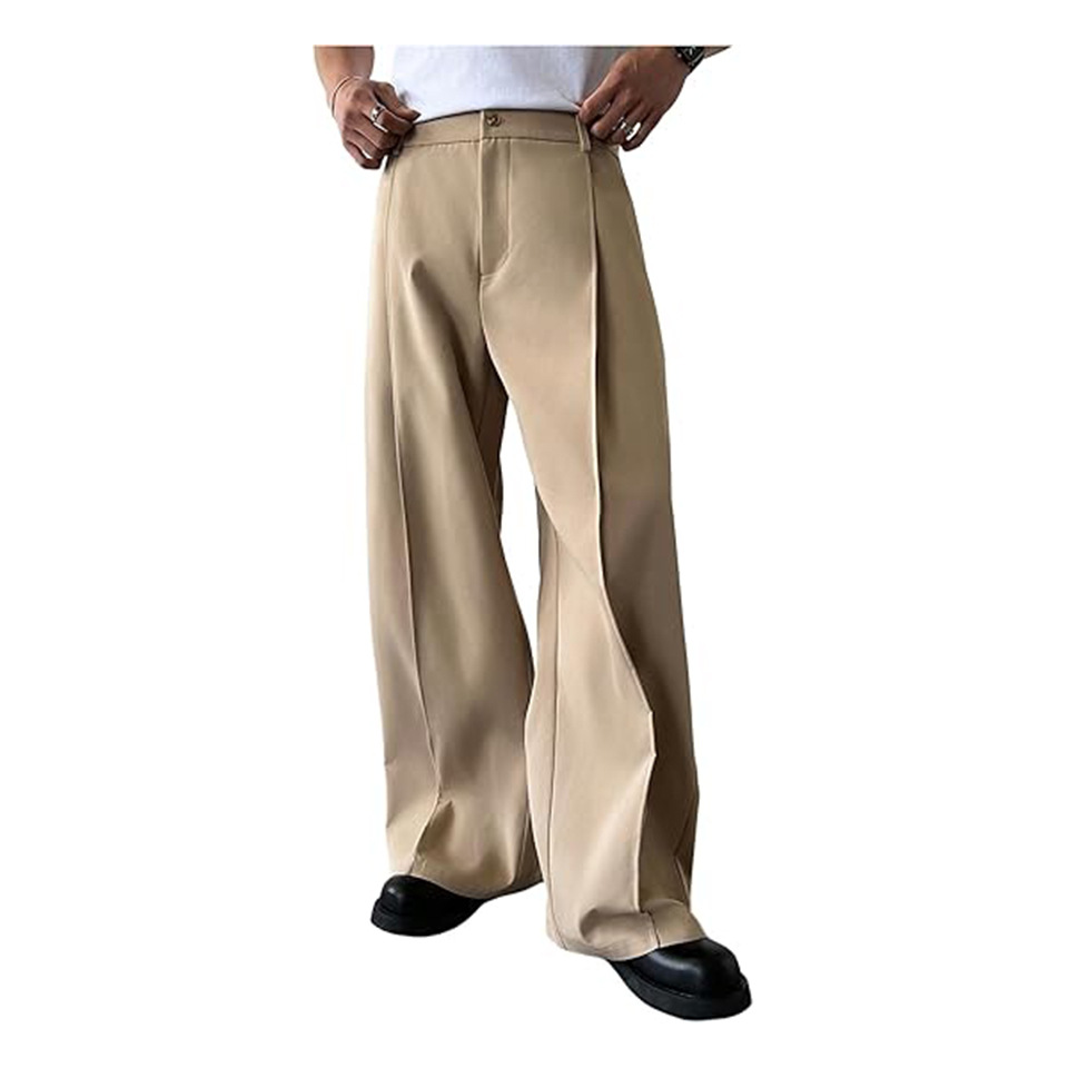 Men'S Formal Wear Rental - 남성용 단색 스트레이트 레그 수트 팬츠,