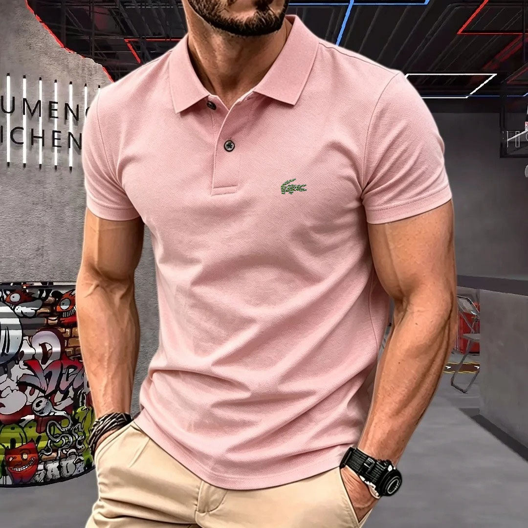 Men'S Formal Wear Rental - 남성 반팔 폴로 셔츠 라펠 버튼