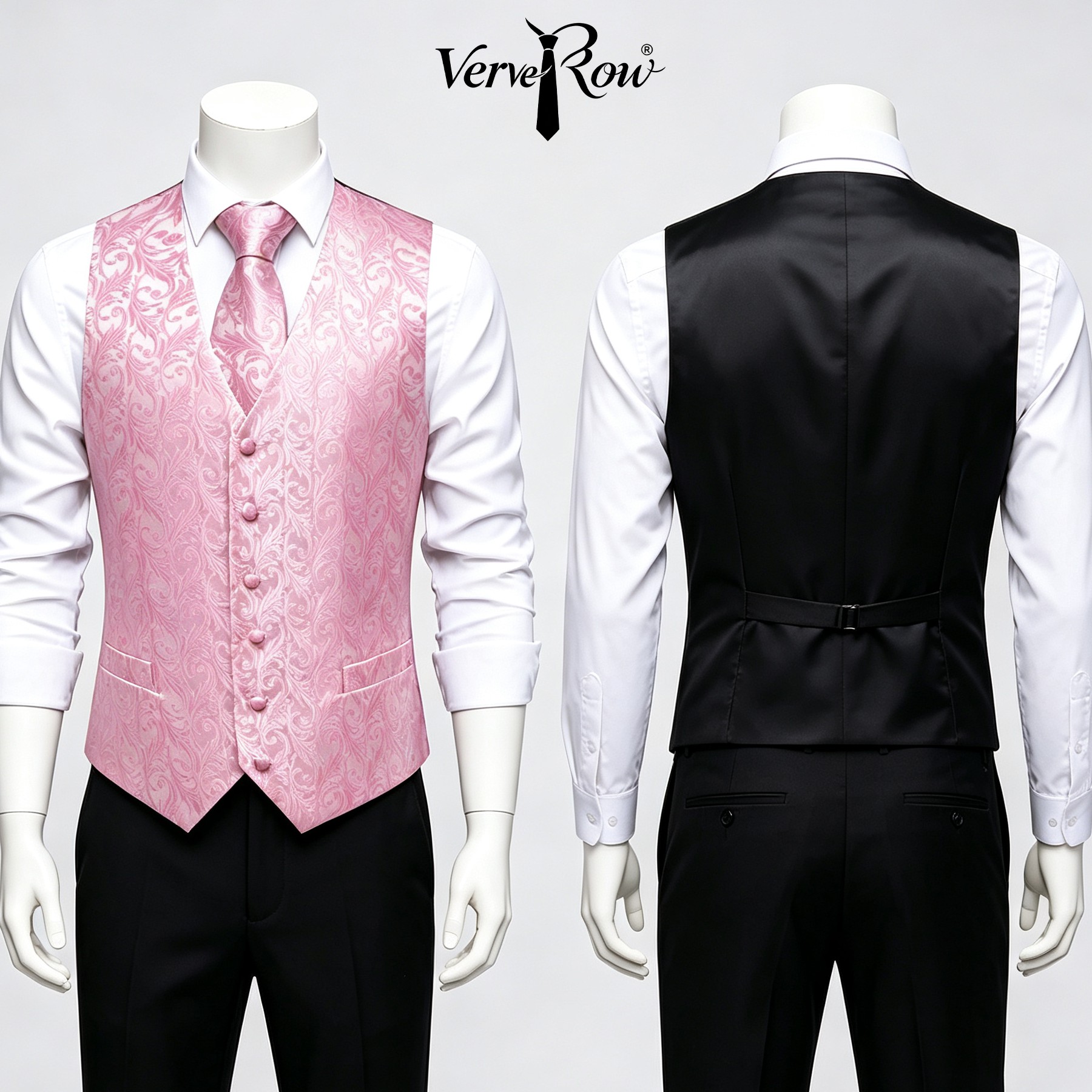 Men Formal Wear With Tie - 남성용 핑크 넥타이 손수건 3피스 정장