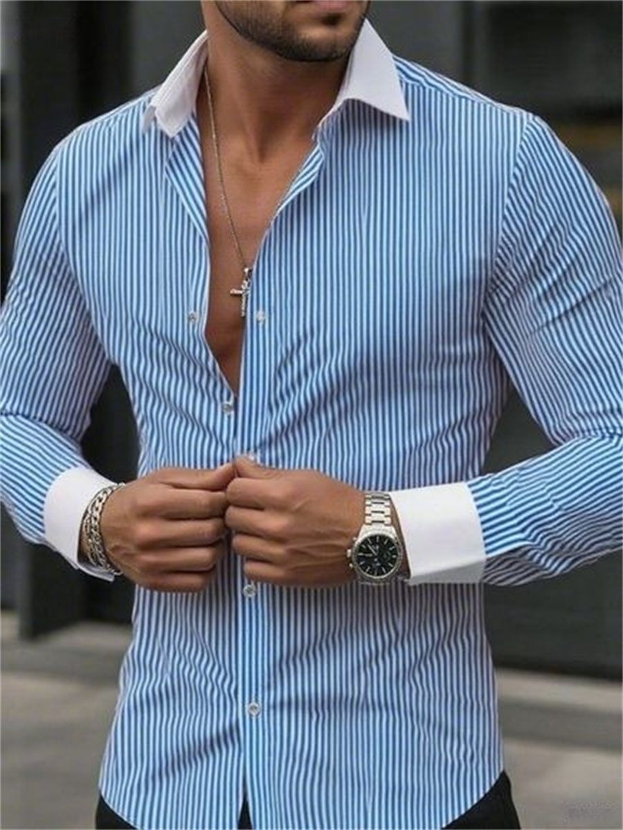 남성 슬림핏 스트라이프 라펠 긴소매 정장 셔츠 칼라 비 - Men Formal Wear Shop 리뷰 및 가격