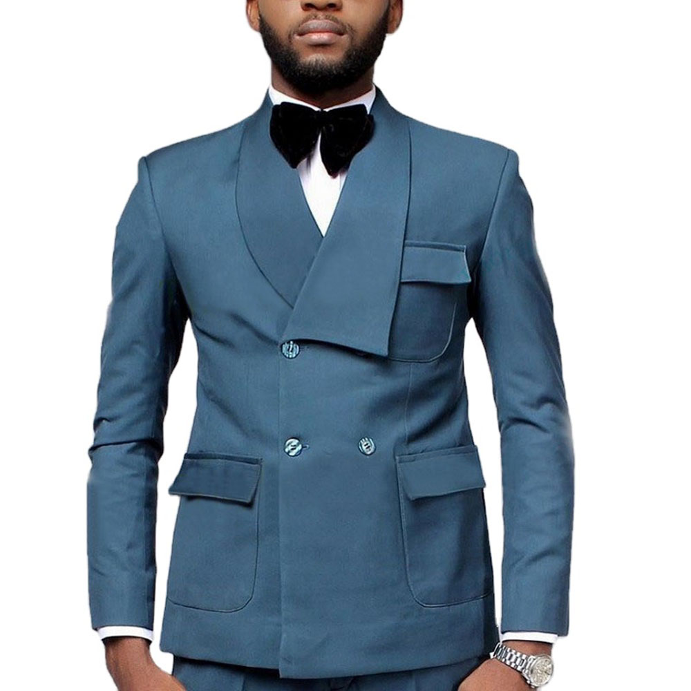 최신 디자인 더블 브레스트 레이크 블루 블레이저 바지  - Men Formal Wear Dress 리뷰 및 가격