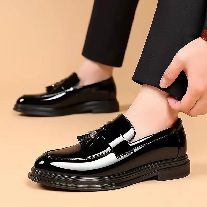 남성용 캐주얼 비즈니스 블랙 소셜 슈즈, 특허 가죽,  - Men'S Formal Wear Rental 리뷰 및 가격