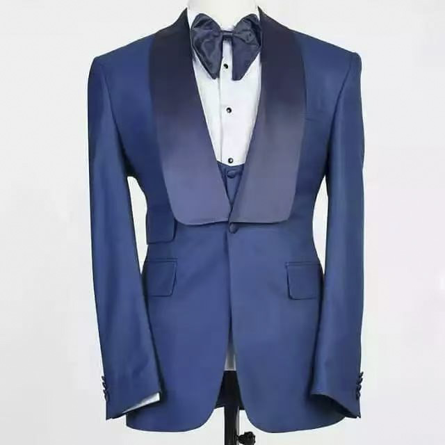 블루 자켓 세트 남성 정장 숄 라펠 의상 블레이저 바지 - Men Formal Party Wear Outfit 리뷰 및 가격