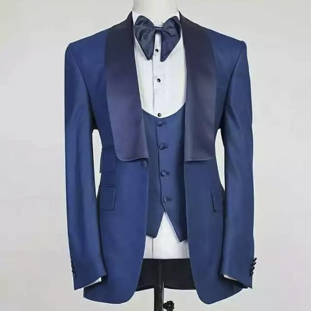 블루 자켓 세트 남성 정장 숄 라펠 의상 블레이저 바지 - Men Formal Party Wear Outfit 리뷰 및 가격