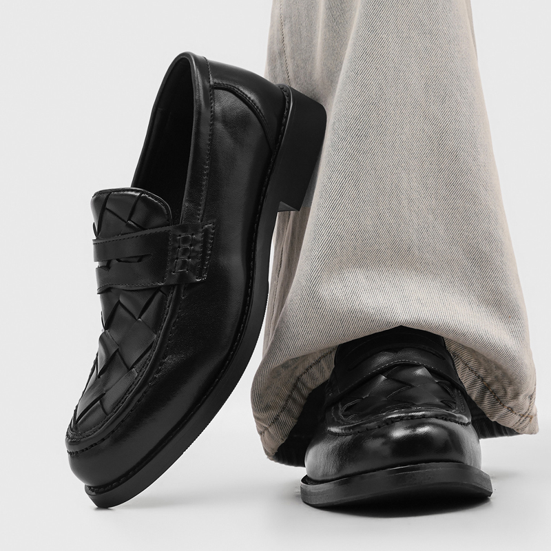 남성 수제 직조 페니 로퍼 블랙 낮은 굽 정장용 레트로 - Men'S Formal Office Wear Shoes 리뷰 및 가격