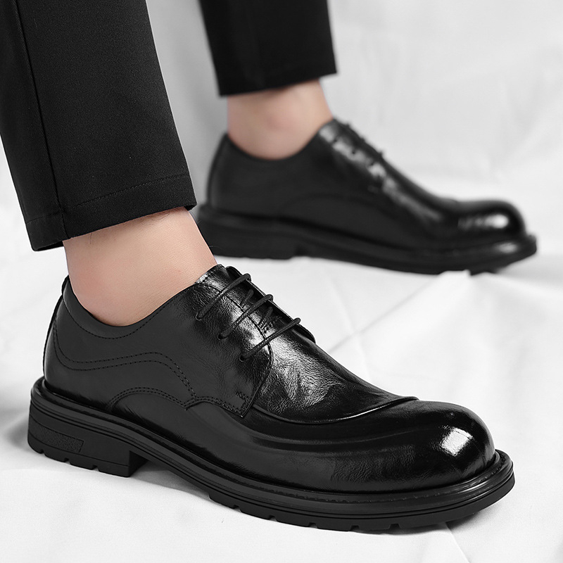 브라운 광택 가죽 레이스업 청키 솔 정장 비즈니스 오피 - Men'S Formal Office Wear Shoes 리뷰 및 가격