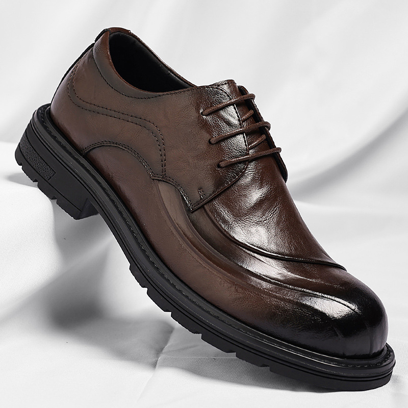 브라운 광택 가죽 레이스업 청키 솔 정장 비즈니스 오피 - Men'S Formal Office Wear Shoes 리뷰 및 가격