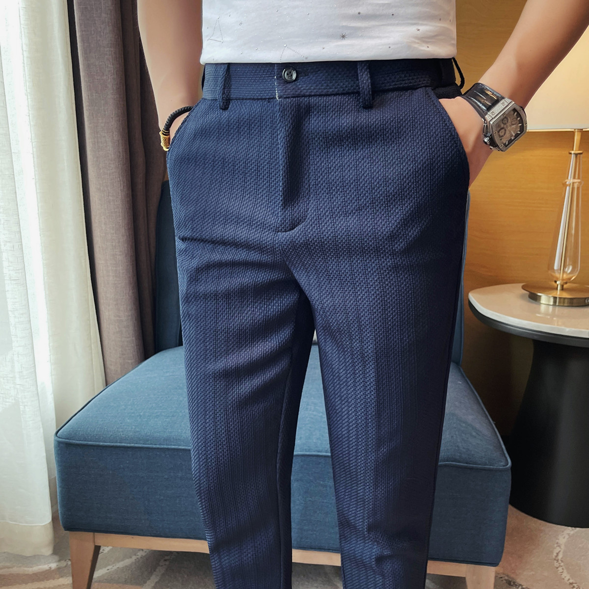 2025 봄 여름 신사복 얇은 줄무늬 캐주얼 바지 패션 - Men'S Formal Wear Rental 리뷰 및 가격
