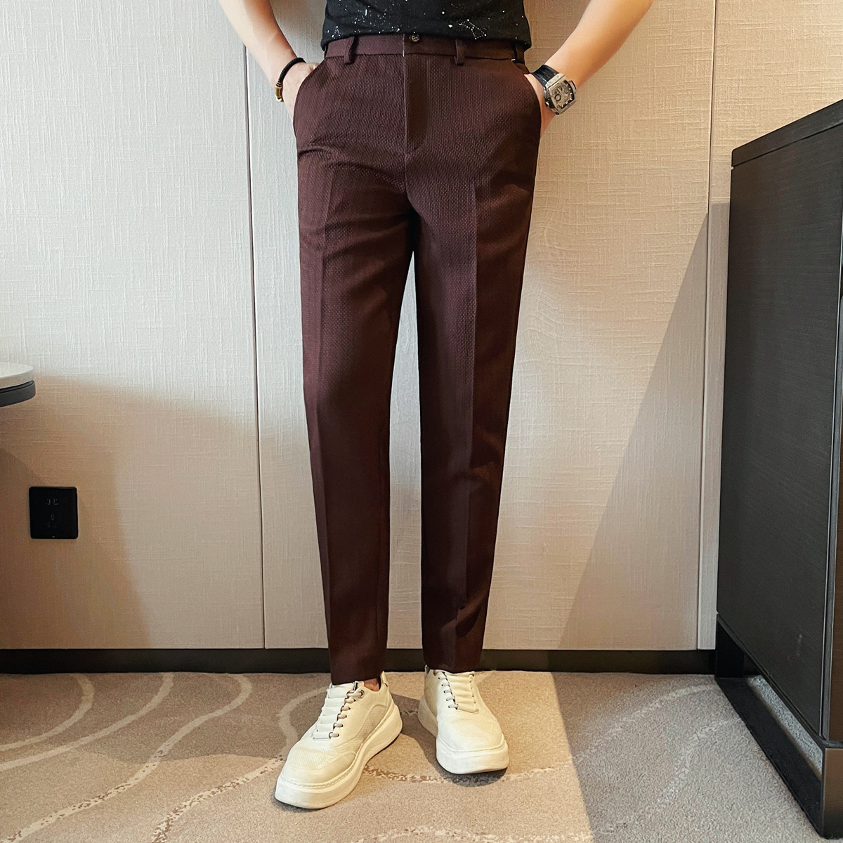 2025 봄 여름 신사복 얇은 줄무늬 캐주얼 바지 패션 - Men'S Formal Wear Rental 리뷰 및 가격