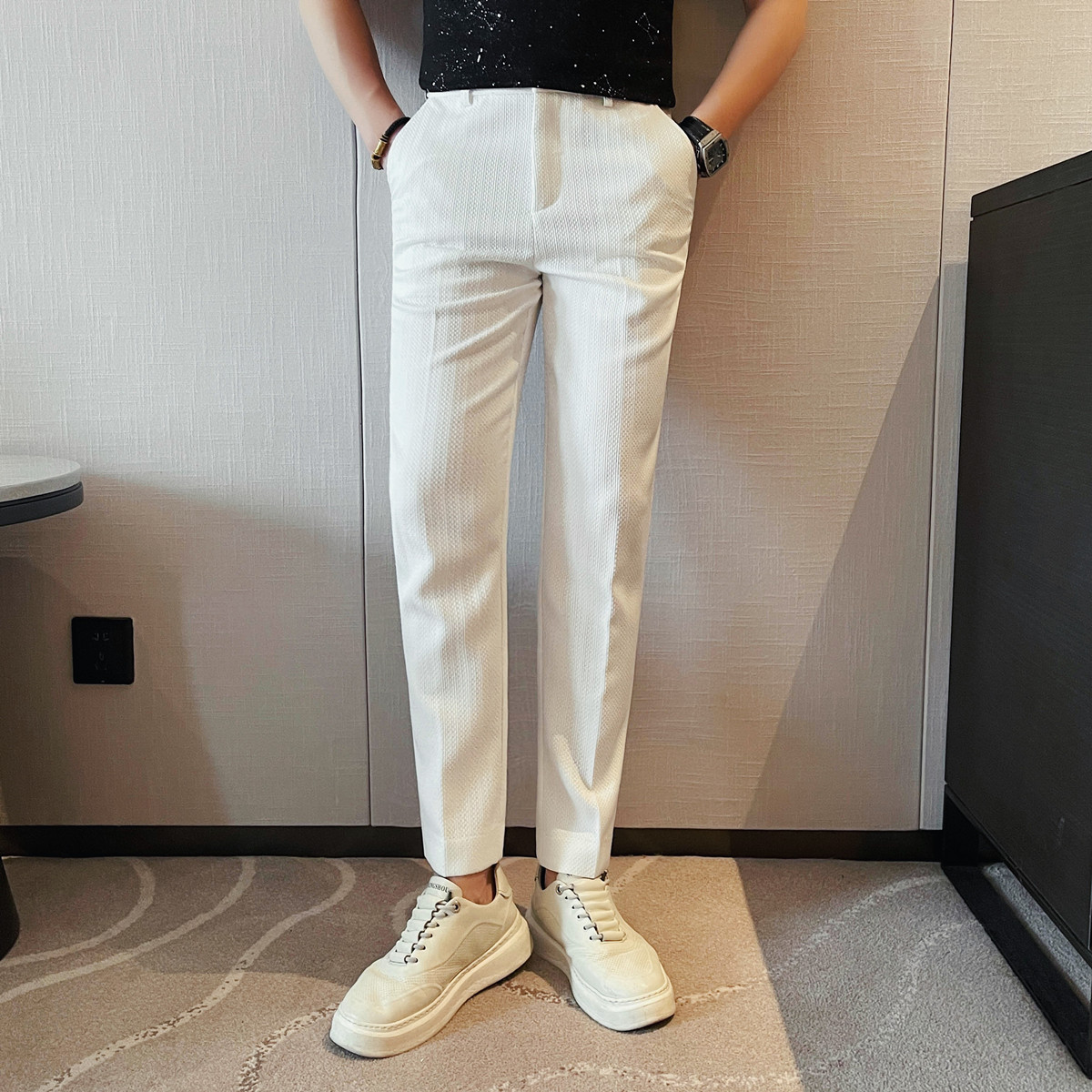 2025 봄 여름 신사복 얇은 줄무늬 캐주얼 바지 패션 - Men'S Formal Wear Rental 리뷰 및 가격