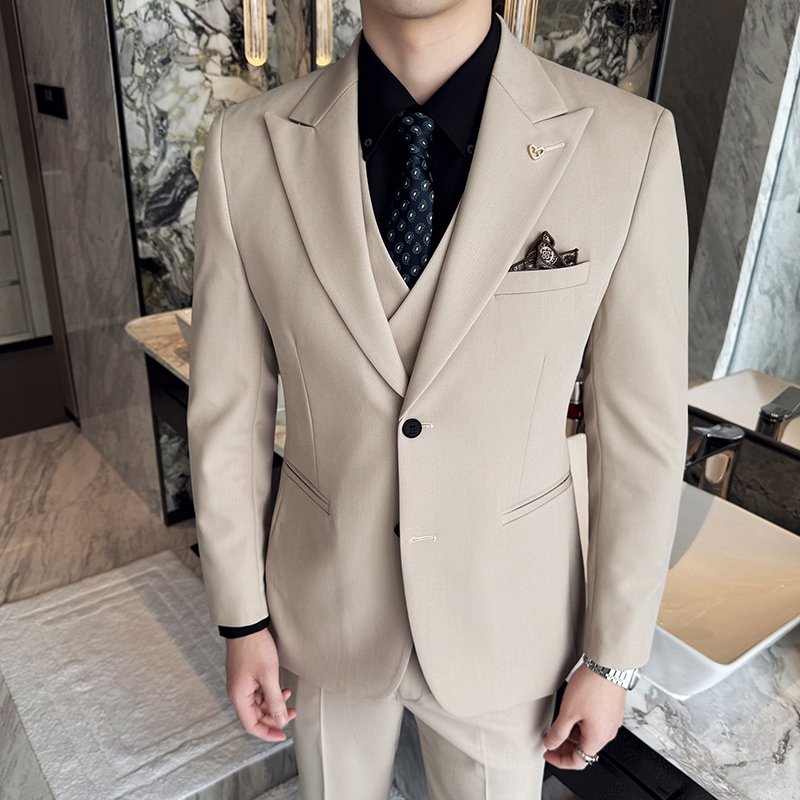 슬림 피트 3 피스 세트 한국 스타일 2 버튼 신랑 들 - Men'S Formal Wear Accessories 리뷰 및 가격