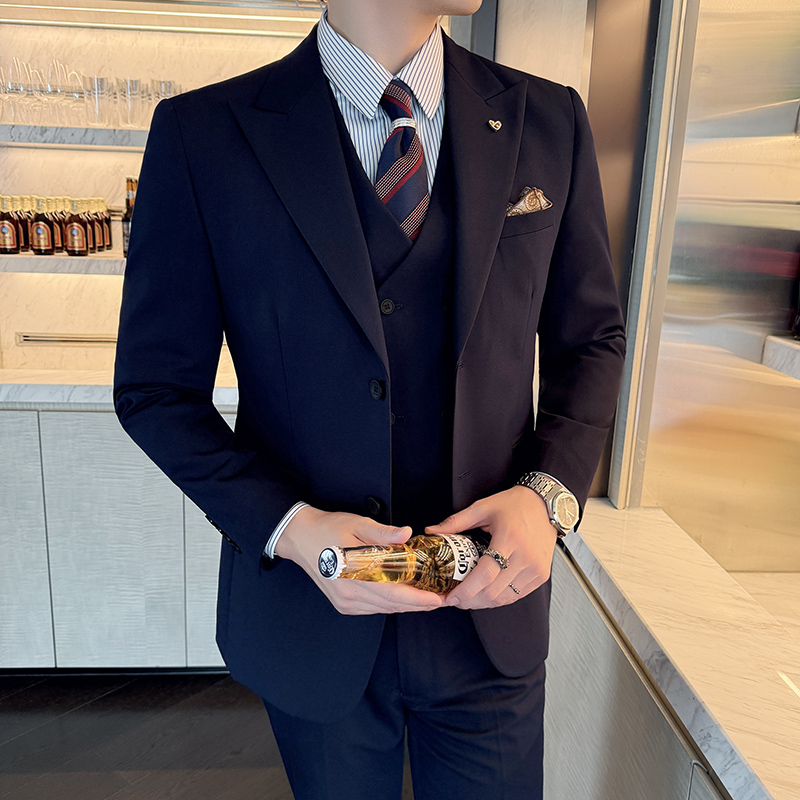 슬림 피트 3 피스 세트 한국 스타일 2 버튼 신랑 들 - Men'S Formal Wear Accessories 리뷰 및 가격