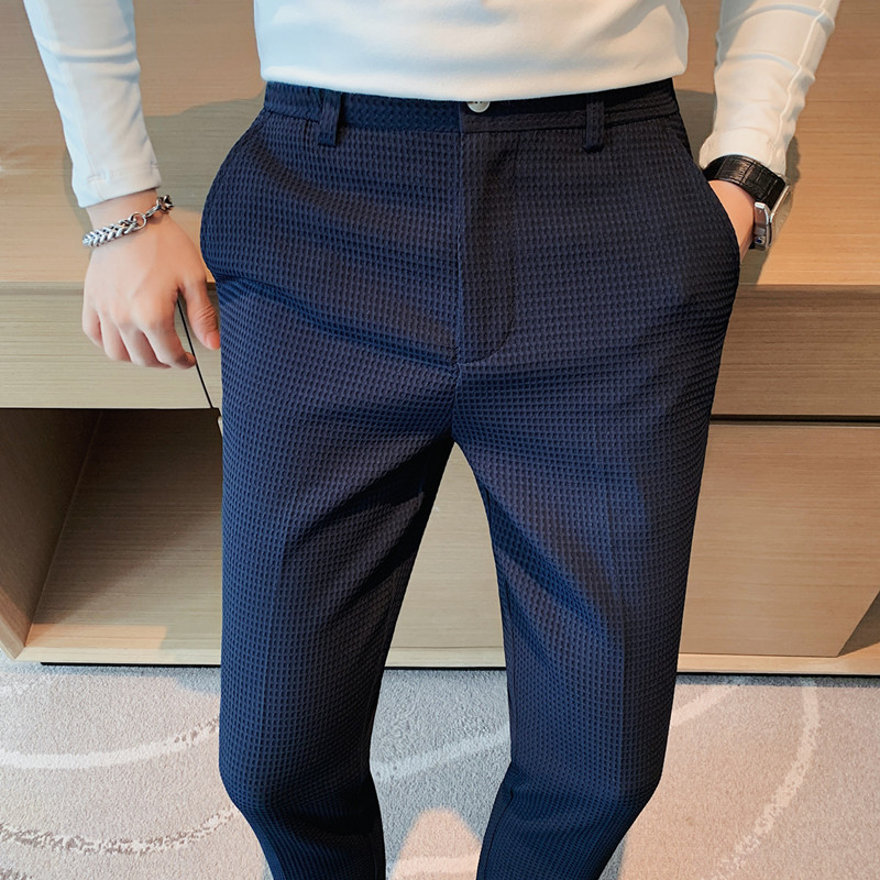 2024 가을 새로운 와플 스트레치 허리 비즈니스 정장 - Men'S Formal Wear Rental 리뷰 및 가격
