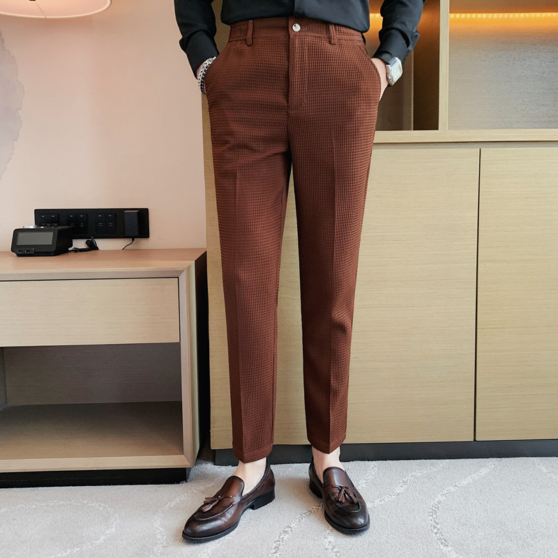 2024 가을 새로운 와플 스트레치 허리 비즈니스 정장 - Men'S Formal Wear Rental 리뷰 및 가격