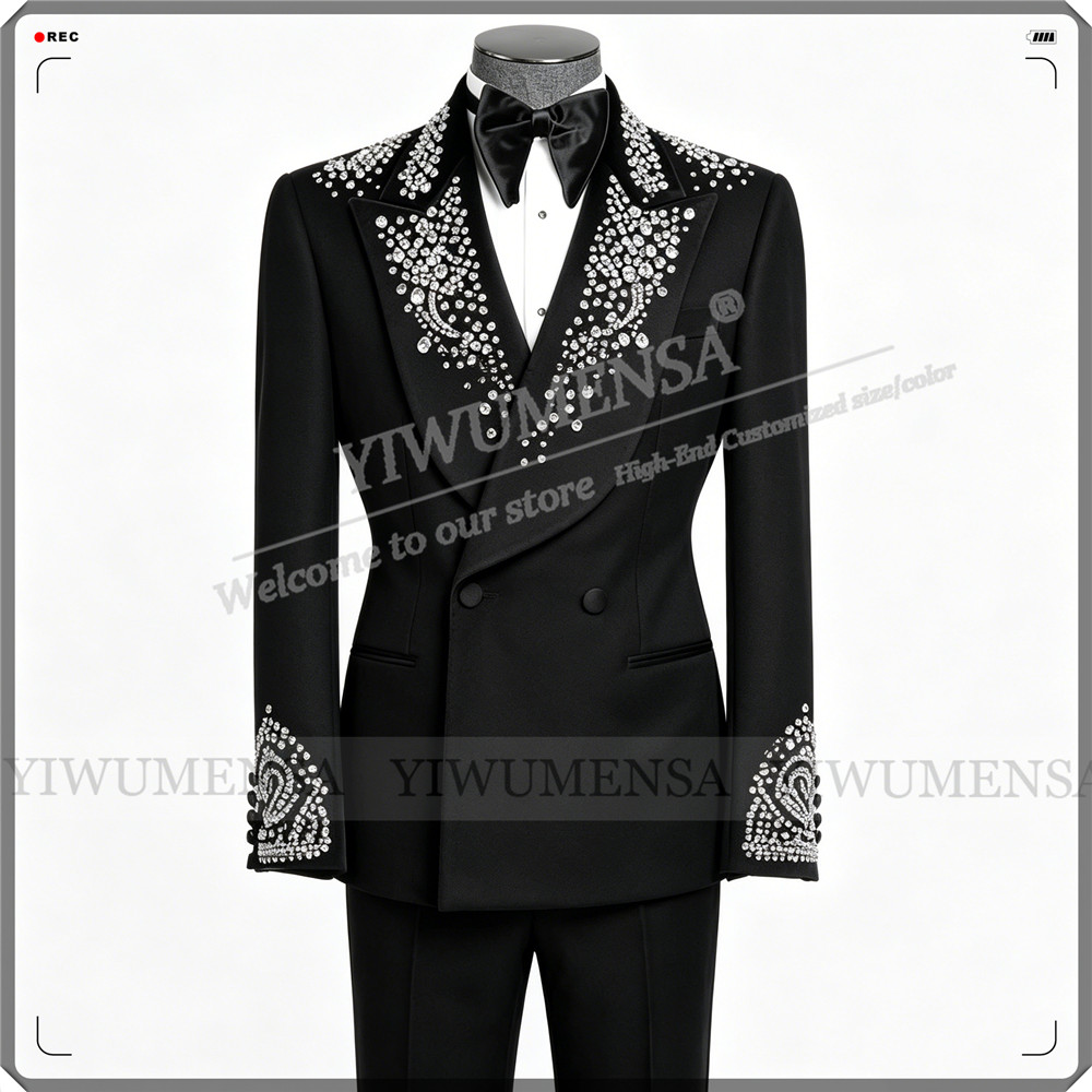 남자를위한 럭셔리 웨딩 정장 라인 석 페르시 자켓 바지 - Men Formal Party Wear Outfit 리뷰 및 가격