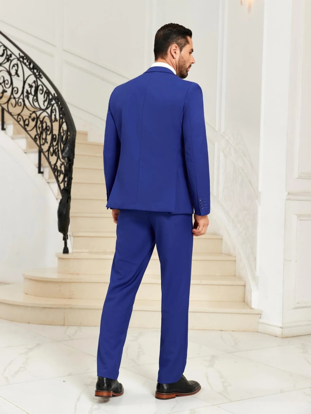 새로운 블루 남성 슬림핏 정장 3피스 비즈니스 의상 노 - Men Formal Party Wear Outfit 리뷰 및 가격
