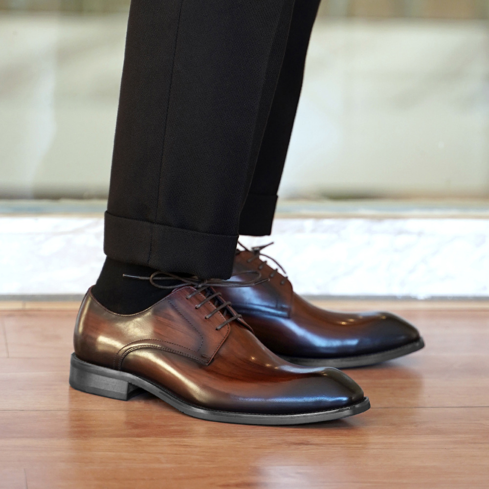 남성 비즈니스 캐주얼 슈즈 빈티지 나무결 스퀘어 토 가 - Men'S Formal Office Wear Shoes 리뷰 및 가격