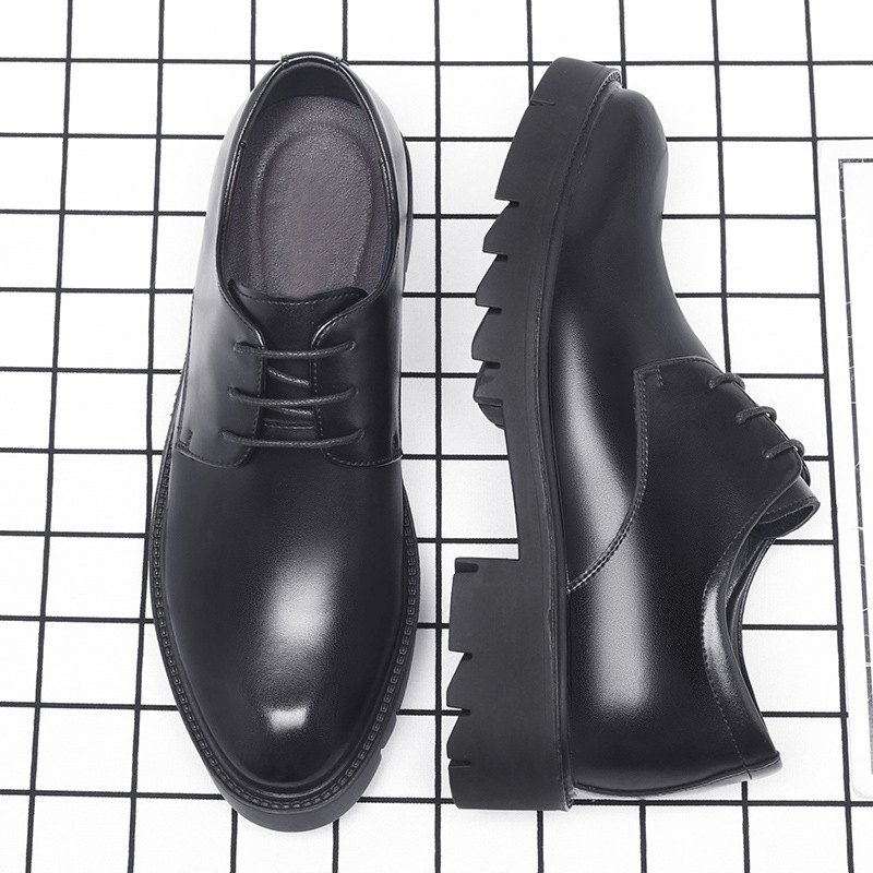 남성용 블랙 가죽 레이스업 드레스 슈즈, 두꺼운 러그  - Men'S Formal Office Wear Shoes 리뷰 및 가격