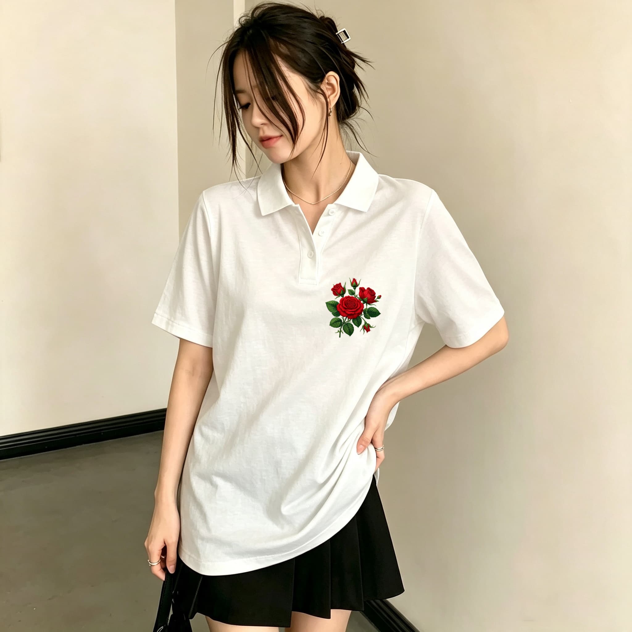 여아용 올매치 캐주얼 블랙 폴로 블라우스, 섬세한 레드 - Men Formal Wear Shirts 리뷰 및 가격